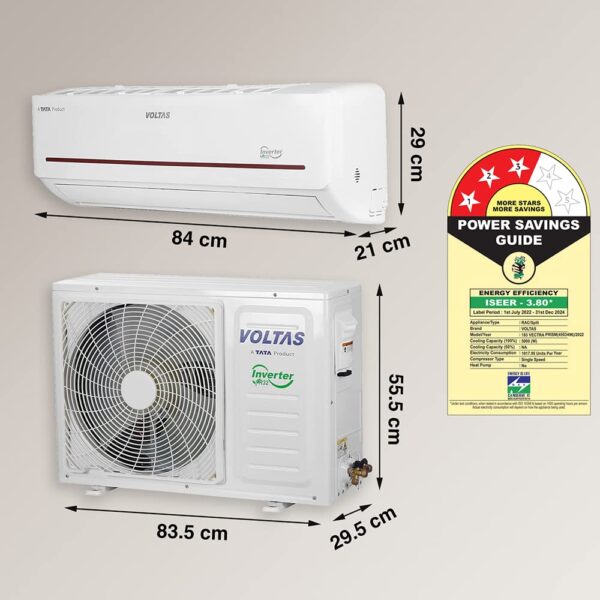 VOLTAS SPLIT AC FIXED SPEED 1.5TR 183 VECTRA PRISM Dimension