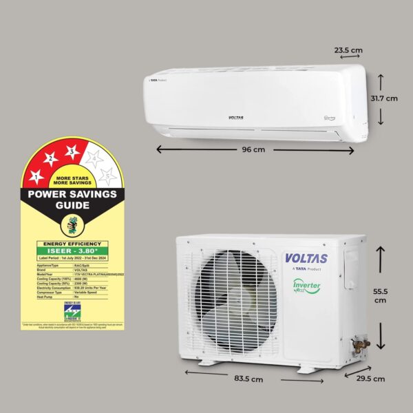 VOLTAS SPLIT AC FIXED SPEED 1.5TR 3 STAR 183 VECTRA ELEGANT Dimension