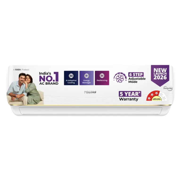 Voltas Split Air Conditioner, 1 Ton, 3 Star - 123INV Vertis AI Zest Gold